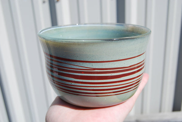 Handblown Glass Bowl Grey and Red