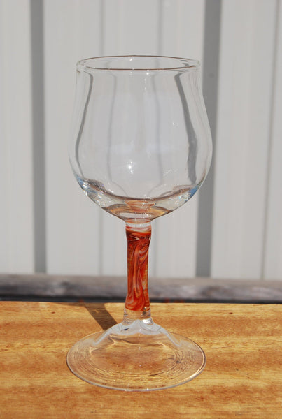 Wine Glasses / Red Swirl Ribbon Wine Glasses /blown Glass Wine