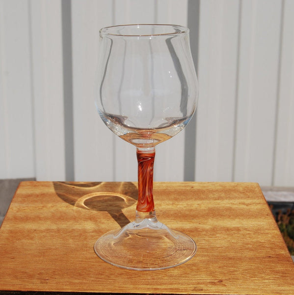 Set of 2 Hand Blown Wine Glasses With Infused Red, White & Green Stem SO  PRETTY!