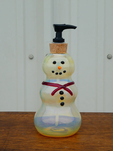 Blown Glass Snowman Soap Dispenser