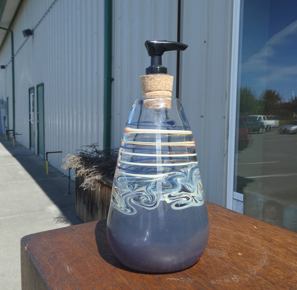 Handblown Powder Blue Glass Soap Dispenser