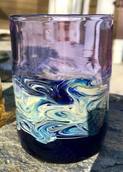 Purple and Blue Handblown Cocktail Glass
