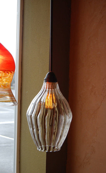 Clear Handblown Glass Pendant Light for Edison Bulbs