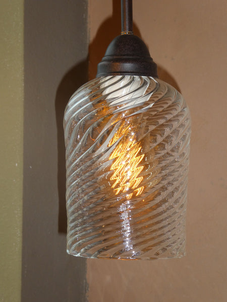 Scalloped Glass Handblown Pendant Light