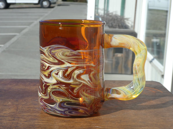 Handblown Amber Glass  Mug