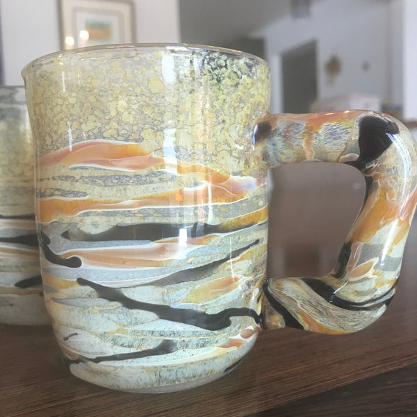 Handblown Glass Mug: Agate Pattern