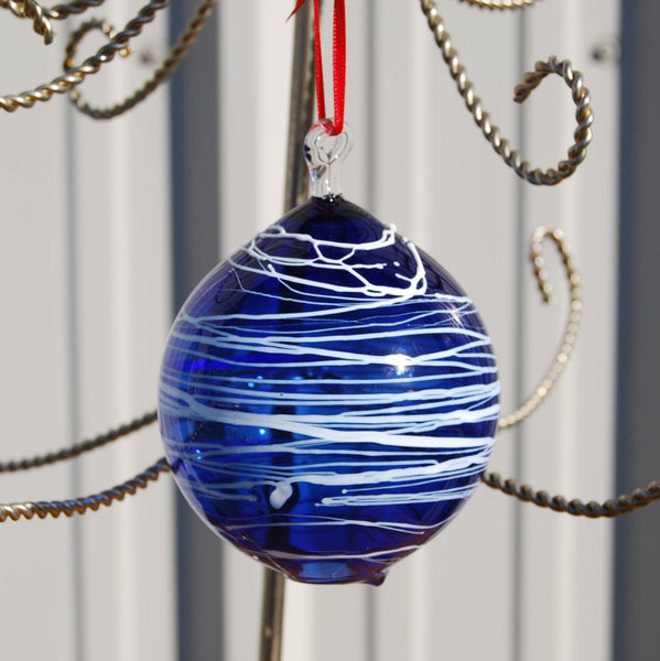 Cobalt Handblown Glass Christmas Ornament